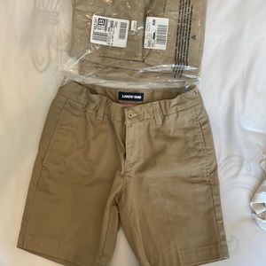 2 brand new, girls lands end khaki shorts